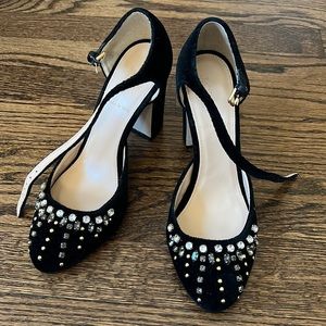 J.Crew Collection Velvet embellished heels